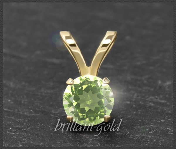 Anhänger 585 Gold Peridot grün 4,5,6,7mm